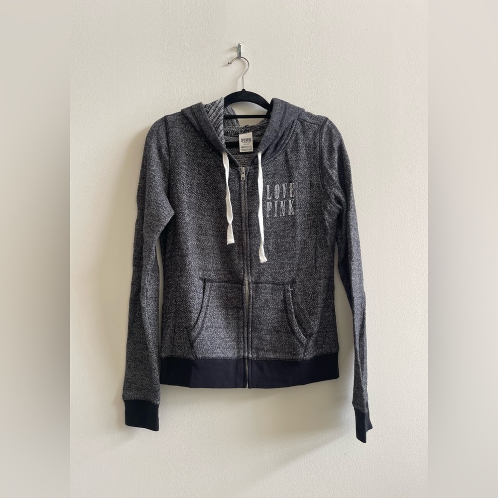 PINK Dark Grey Zip Up Hoodie
